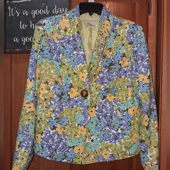 Requirements Jackets & Blazers - Requirements Linen Blend Multicolor Floral Blazer In A Ladies Size Small. EUC